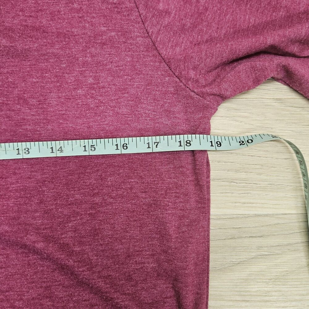 Womens Maroon V-Neck Longsleeve Shirt Button Detail Medium - Picture 4 of 7
